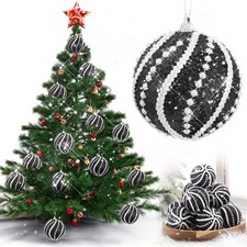12 Pcs 3.15" Glitter Christmas Balls Ornaments Sequin Shatterproof Foam Chris...