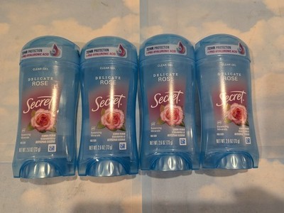 LOT (4) SECRET DELICATE ROSE CLEAR GEL ANTIPERSPIRANT DEODORANT 2.6 OZ