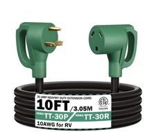 STRIGHT 10FT RV Extension Cord 30 Amp, RV Power Extension Cord NEMA TT-30P 
