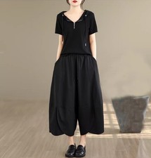 New Summer Japanese Womens Casual High Waist Wide Leg Loose Pants Trousers