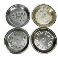 Vintage Pie Pan Tins Farm Crest, Grennan Bros & S-PCO Lot of 4  Detroit MI Area