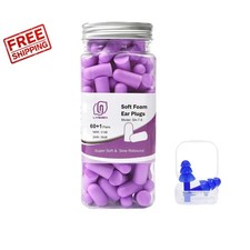 Ultra Soft Foam Earplugs with 38dB Noise Reduction - 60 Pairs for Sleep Travel