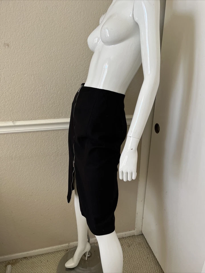 MICHAEL KORS ITALIA ¡NUEVO! Falda lápiz negra de lana con cremallera frontal media pantorrilla talla 6 ¡NUEVA SIN ETIQUETAS! Foto 4 de 4