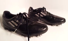 ADIDAS Adizero Tour Men's Golf Shoes Black Size 9.5 Med Silver Spikes Pre Owned