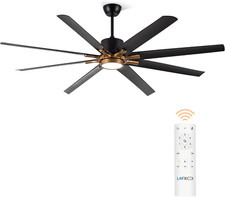 72" Black Ceiling Fan with Light Remote, Reversible DC Motor, Noiseless