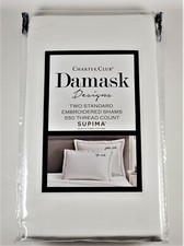 CHARTER CLUB Damask 2-Pc Standard Embroidered "Your Side/My Side" Shams White