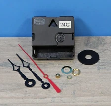 Quartex 24 Hour Clock Movement Military Time Quartz 1/4" Thick Dial TERRY HANDS