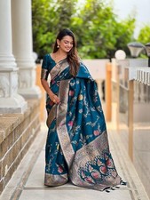 Soft Banarasi Silk Meenakari Women Sari Designer Weaving Indian Traditional Sari
