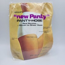 Vintage Nationals New Panty Panty-Hose Size C Brown Beige Polyester Nylon Cotton