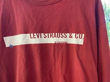 Vintage Red Tab Levi’s Brand LS T-Shirt Graphic~XL Rust Color Made in USA 90’s