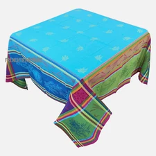 French Provencal Jacquard  Woven Coated Tablecloth Sunflowers Made in France