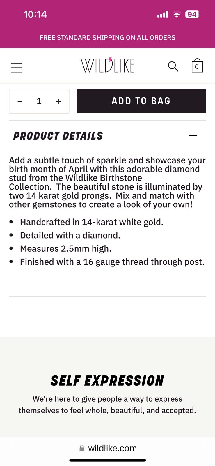 Diamond White Gold Threaded Single Stud Earring - image 3