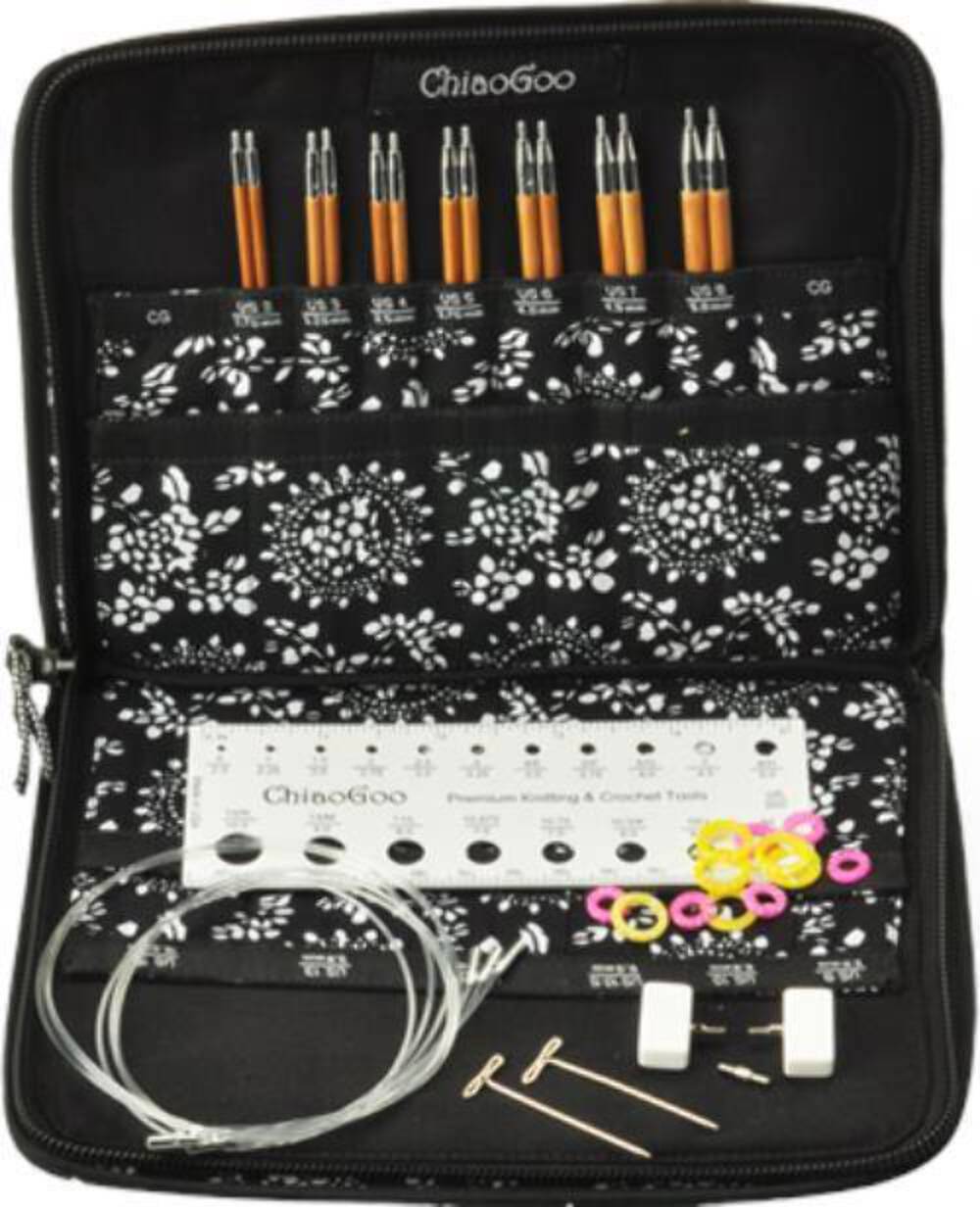 Kit aiguilles circulaires interchangeables Chiaogoo Bambou T 13cm pour tricot précis