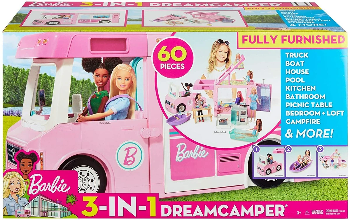 Barbie 3-in-1 DreamCamper Vehicle With Pool & Accessories (GHL93) Gift Set  887961796865