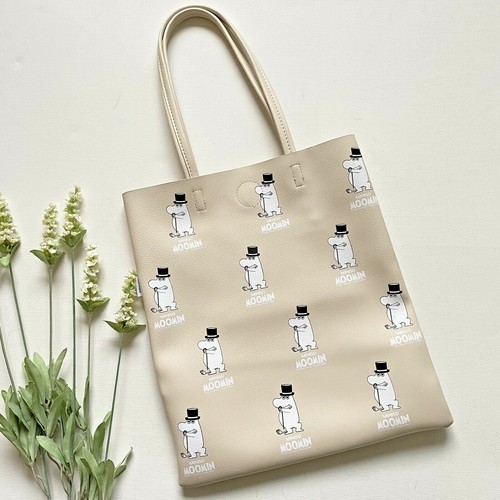 Miniso Moomin beige pleather tote bag rare faux leather vegan shopping Finnish - Picture 1 of 5