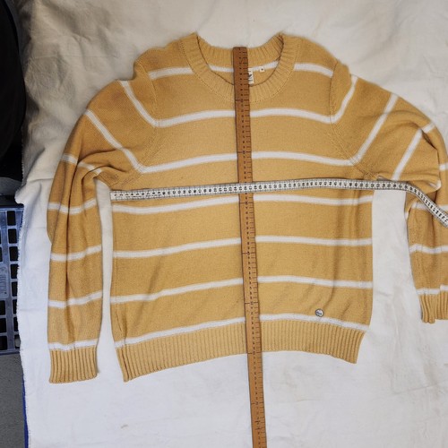 Mambo womens knit jumper size 10 yellow striped long sleeve crew neck - Foto 10 di 13