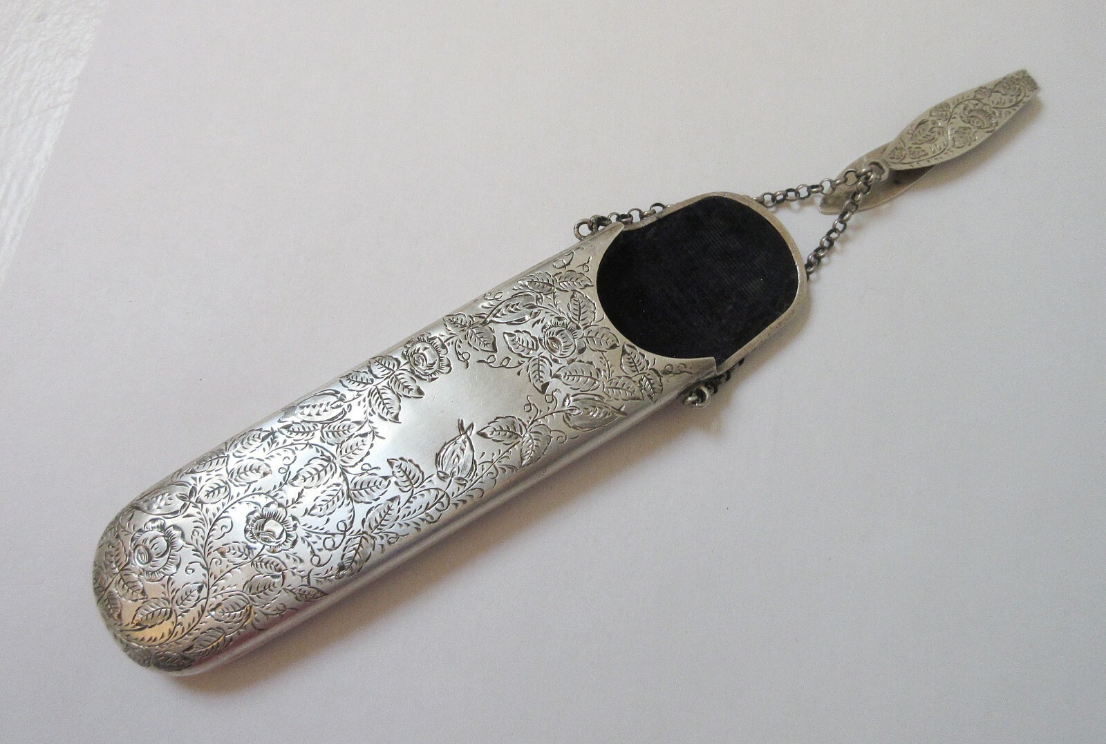 Silver Spectacles Case with Chain Chatelaine Engr… - image 6