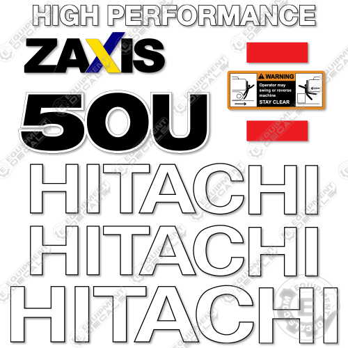 Fits Hitachi ZX50U-5N Decal Kit Z-Axis Excavator - 7 YEAR OUTDOOR