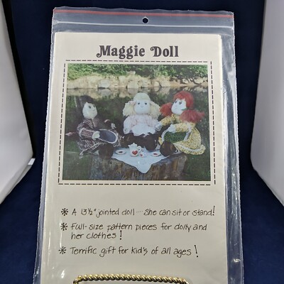 VTG SEWING PATTERN ELISE PEEPLES MAGGIE JOINTED 13 1/2'' RAG DOLLS AND CLOTHES