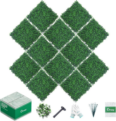 12PCS Boxwood Panels, 20''X20'' Grass Wall, Grass Backdrop Privacy Screen, Sun Pro
