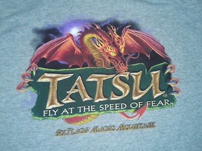 New Y2k Six Flags Magic Mountain Tatsu Ride Shirt Medium  Dragon Tee
