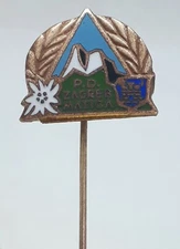 Croatia Mountaineering PD. Zagreb Matica KASUN, vintage pin badge 1960s !