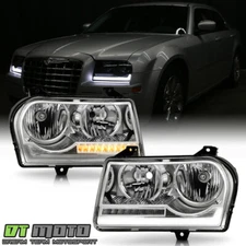 For 2005-2010 Chrysler 300 Chrome Halogen LED w/ Signal Headlights Headlamps