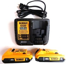  2 GENUINE Dewalt 20V DCB203 Batteries, 1 DCB115 Charger 2.0 AH 20 Volt