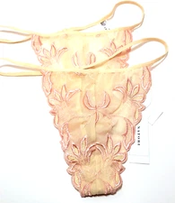Natori Butter Tulip Pink Thong Panties String L Large Style 7257303 2 Pack New
