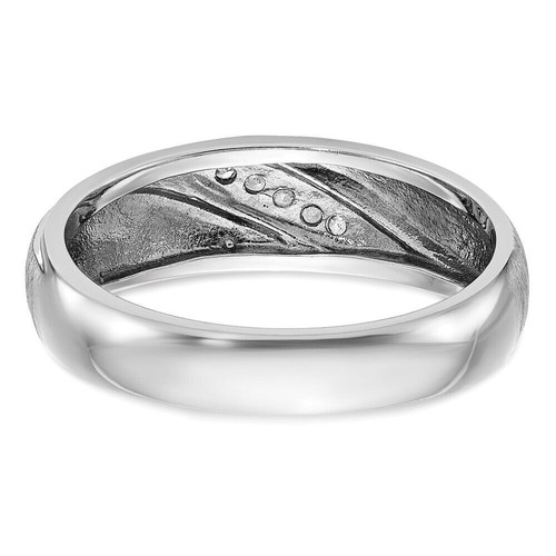 14k White Gold Polished and Satin 1/15Ct Lab Grown Diamond Ring for Mens - Picture 5 of 9