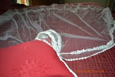 Vintage Ivory Juliette Cap Wedding Long Veil Lace  Pearls