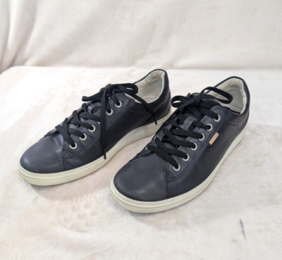 ECCO Soft 7 Women's Size EU 40 US 9 Black Leather Low Top Shoes Sneakers