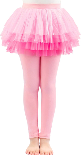 Little Girls Footless Leggings Pants with Lace Ruffle Tutu Skirt 2-9T - Picture 11 of 12
