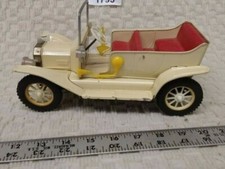Vintage 1917 Ford Roadster tin friction car, tan, made in Japan, about 8", works