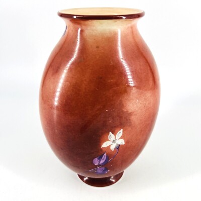 Antique Baccarat Hand Blown Painted Blue Bird Floral Branch Milk