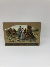 Vintage Postcard Romantic, Pumpkins,  Corn Stalks 