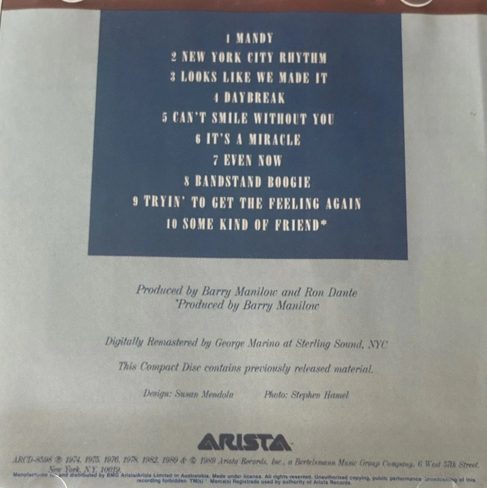 Barry Manilow - Greatest Hits, Volume . 1 CD Like New - image 2 of 4