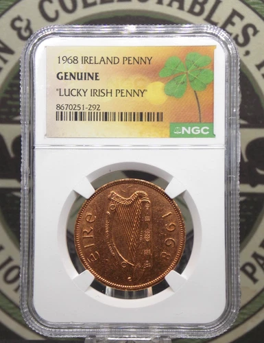 1968 Ireland Penny "LUCKY IRISH PENNY" NGC Genuine #292 ECC&C, Inc.
