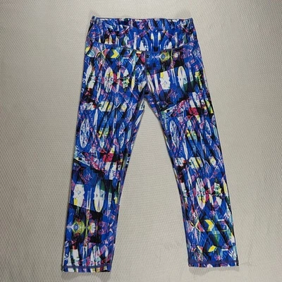 Fabletics Womens S Crop Capri Leggings Yoga Blue Geometric Abstract Print - Image 1 of 4