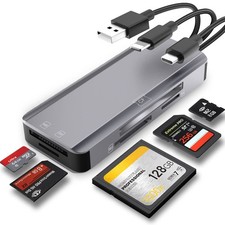5-in-1 Multi Memory Card Reader,Aluminum SD/TF/CF/MS/M2/Micro SD Card Reader ...