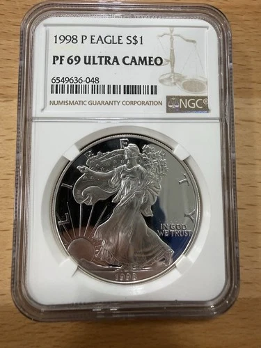 ⭐️1998-P $1 American Silver Eagle NGC PF69 Ultra Cameo⭐️