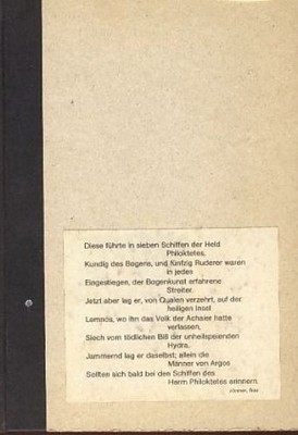 Philoktet. Programmheft. Mit zahlreichen farbigen Zeichnungen von Dieter Hacker.