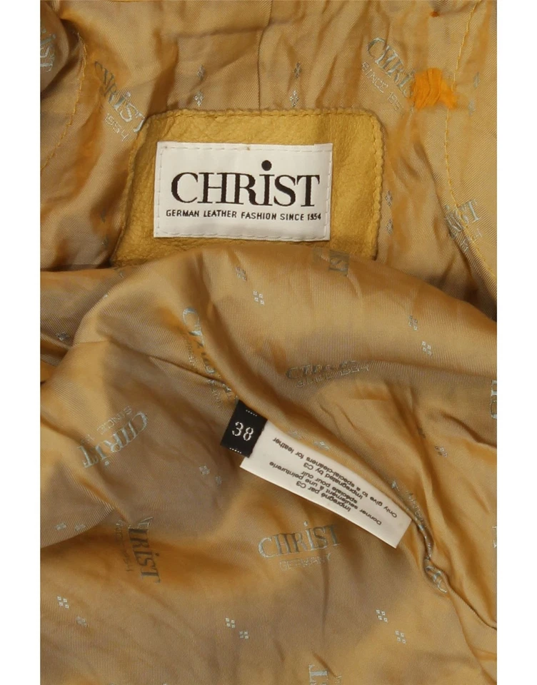 CHRIST Womens Leather Jacket EU 38 Medium Yellow Leather DR02 - Image 4 of 4