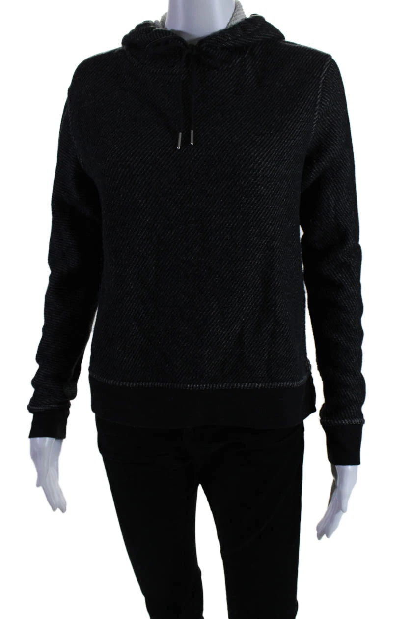 T Alexander Wang maglione donna cotone a righe con coulisse nero taglia XS