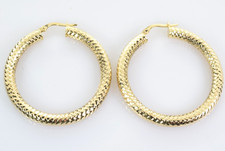 Textured Tube Huggie Hoop Earrings in 14k Yellow Gold