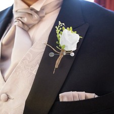 2 Pcs Flower Boutonniere Wedding Party Decoration Couple Groom's Corsage