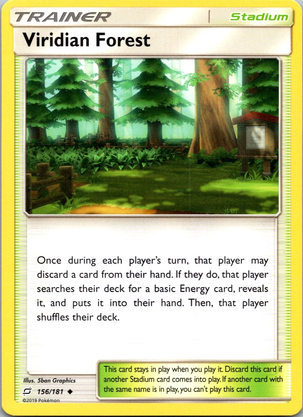 Uncommon Near Mint Viridian Forest 156/181 Team Up Pokemon