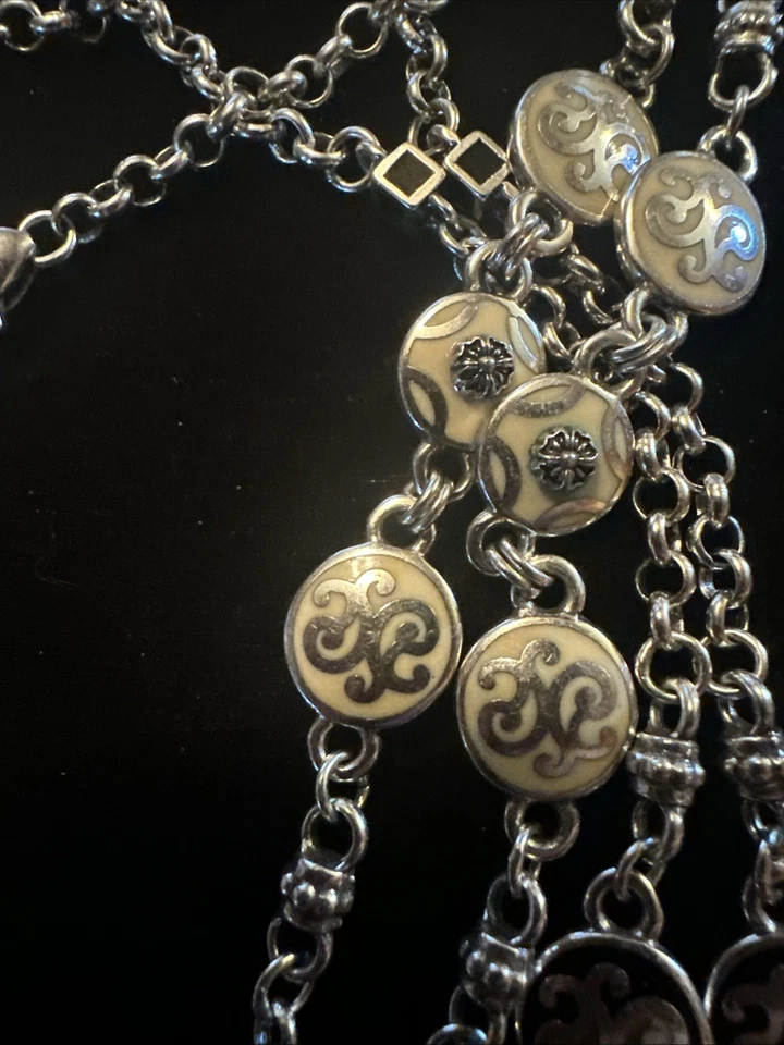 Brighton Cream And Brown Swirl Enamel Long Station Necklaces 36 In Lot Of 2 - Image 3 of 4