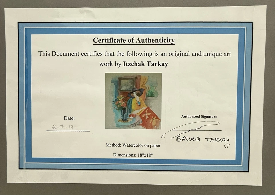 Pintura Acuarela Original Itzchak Tarkay - Enmarcada y Mate - Certificado de Autenticidad - Impresionante Foto 4 de 4