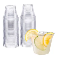 New GUSTO 9 oz - 100 Count Clear Plastic Cups, Sturdy & BPA-Free Disposable Cups